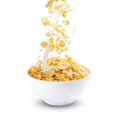 Corn Flakes and milk. Concept for health and healthy breakfast food