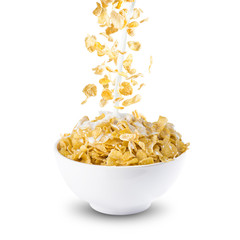 Corn Flakes and milk. Concept for health and healthy breakfast food