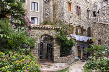 Fototapeta na wymiar Street view in Buje, a town situated in Istria, Croatia.