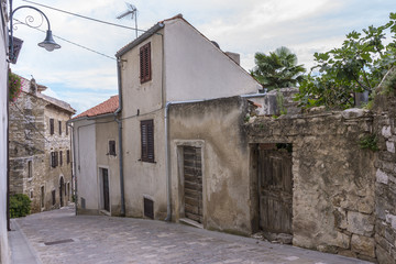 Fototapeta na wymiar Street view in Buje, a town situated in Istria, Croatia.
