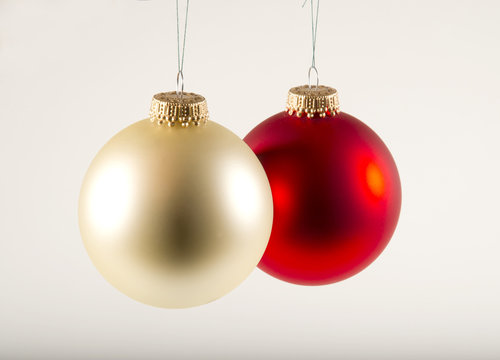 red and white christmas tree baubles 