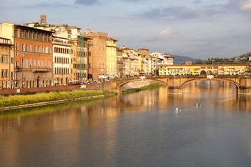 View of Ponte Vecchio over Arno River in Florence, Italy