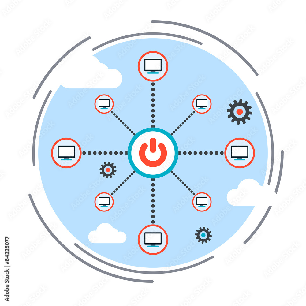 Poster remote control, cloud computing, computer networking concept