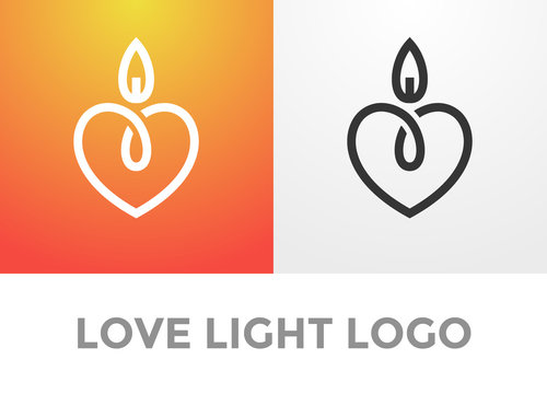 Heart candle light logo