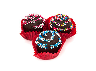 Sweet Dessert : Chocolate Cake, On White Background