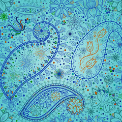 Vintage floral motif ethnic seamless background.