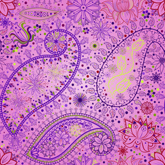 Vintage floral motif ethnic seamless background.