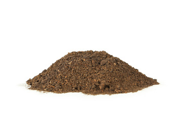 Pile of soil isolated on white