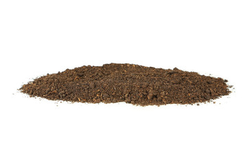 Pile of soil isolated on white