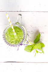 Healthy green smoothie drink with celery