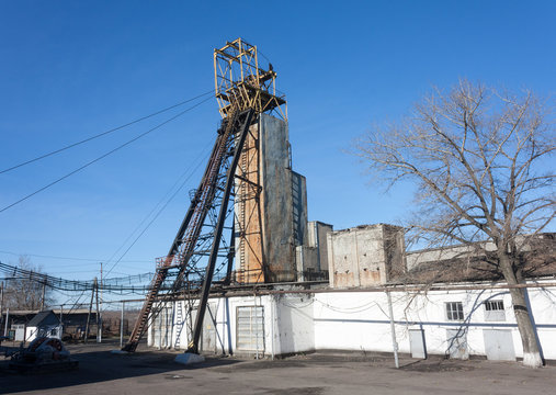 Headgear coal mine. Ukraine