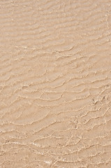 Fototapeta na wymiar Transparent shallow seawater running over sand