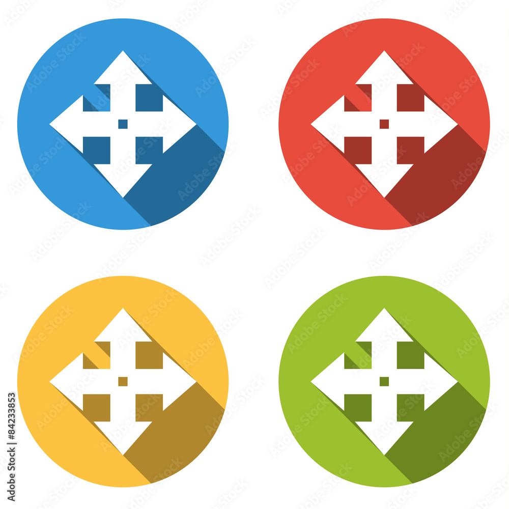 Poster collection of 4 isolated flat buttons for move arrows