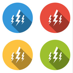 Collection of 4 isolated flat buttons for lightning bolt