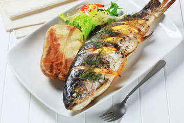 Lemon dill trout with baked potato