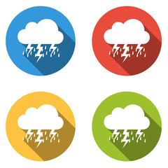 Collection of 4 isolated flat buttons for storm