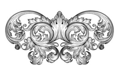 Vintage baroque frame scroll ornament vector - 84234044