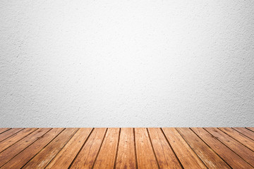 Empty room of white wall and wood floor