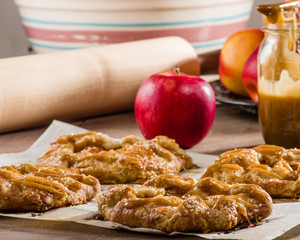 Naklejka na ściany i meble Apple tart or rustic pie with apples