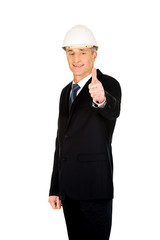 Construction businessman showing ok sign