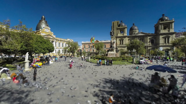 La Paz city square Bolivia time lapse