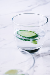gin and tonic with lime and cucumber