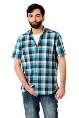 Fototapeta premium Young man feeling pain in his crotch.