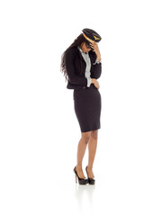 Model hiding face shame