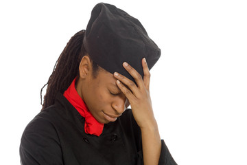 Model hiding face shame