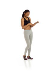 Model shot in studio on white