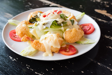 fried shrimp salad cream mixed vegetable