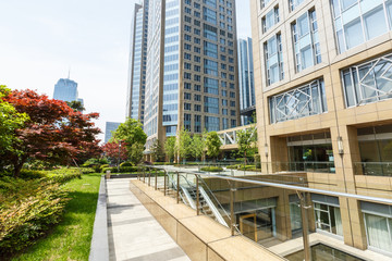 the landscape in front of  office building group