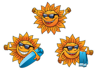 Trendy hip summer sun characters