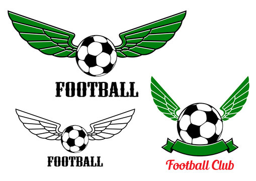 Winged football or soccer ball emblem