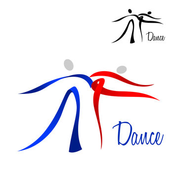 Flowing stylized dancing couple icon