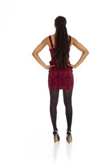 Model isolated showing her back
