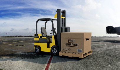 Forklift truck with Free Shipping Box