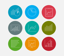 diagram line icons set