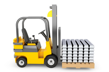 Forklift Truck moves Silver Bars