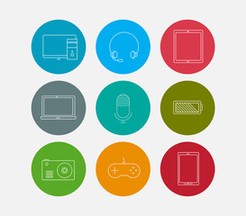 electronic computer device icons set