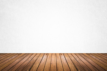 Empty room of white wall and wood floor