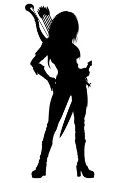recommend clip art: Fantasy archer woman warrior silhouette 
                    