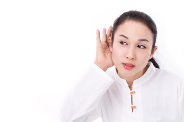 woman listening to good news