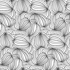 Vector seamless wave background of doodle drawn lines
