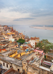 scenic view over Varanasi from the roof 