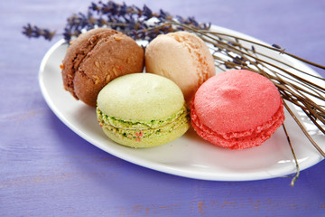 Macaroon dessert in a saucer