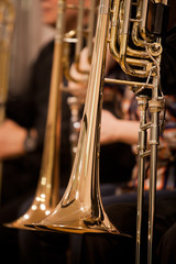 Fragment trombones closeup