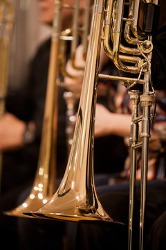 Fragment trombones closeup
