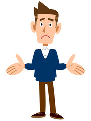 呆れる私服の男性