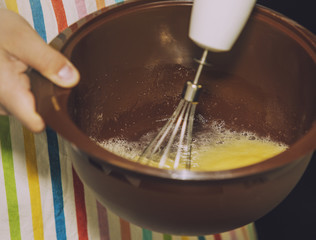 The process of whipping egg mass whisk